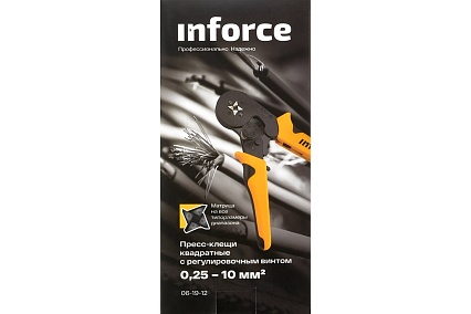Квадратные пресс клещи Inforce с регулировочным винтом, 0.25-10 мм2 06-19-12