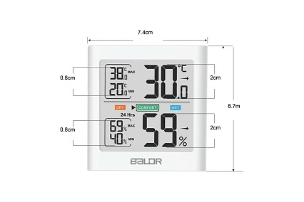 Цифровой термогигрометр с внешним датчиком BALDR B0135TH-WHITE