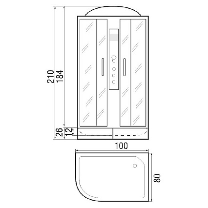 Душевая кабина River Nara 100/80/24 МТ 100x80 белый, матовое, R