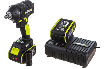 Аккумуляторный ударный бесщеточный гайковерт WORX Professional WU279.1 20В, 360Нм, 4Ач х2, ЗУ 6А, сумка WU279.1