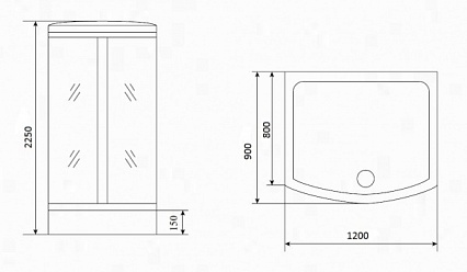 Душевая кабина Timo Lux T-7715 120x90, с г/м, прозрачные стекла, хром