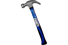 Молоток-гвоздодер Vertextools 225 г, фибергласовая обрезиненная рукоятка 10-25-225