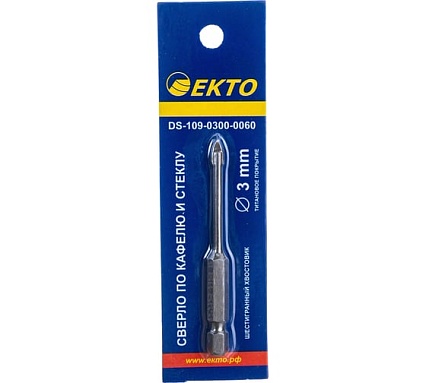 Сверло по кафелю и стеклу (3 мм; шестигранный хвостовик) EКТО DS-109-0300-0060