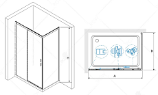 Душевой уголок RGW LE-41-1B (LE-12B + Z-060-2B) 170x90 черный, прозрачное 341241179-014