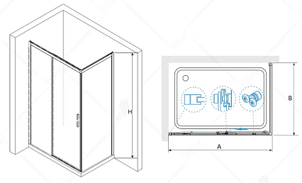 Душевой уголок RGW LE-41-1B (LE-12B + Z-060-2B) 170x90 черный, прозрачное 341241179-014