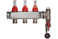 Коллектор ColSys p884 3 выхода с расходомерами, воздухоотводчиком и дренажным шаровым краном 188410503