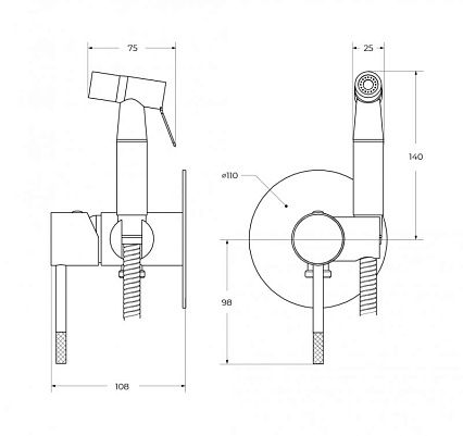 Смеситель Cezares RELAX-DIF с гигиеническим душем