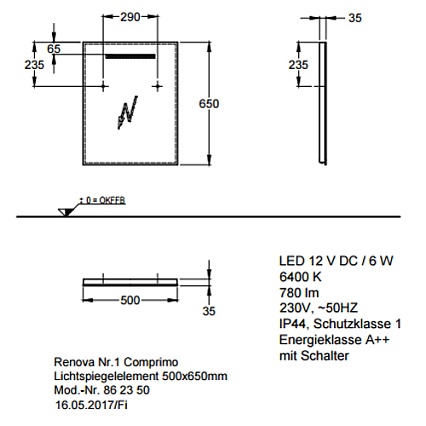 Зеркало Geberit Renova Compact 50 см 862350000