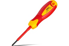 Диэлектрическая крестовая отвертка Deli dl513060 PH0x60, сертификат vde до 1000 В, магнитный наконечник, сталь cr-v, рукоять pp+tpr 110590
