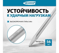 Зубило пикообразное Gross 250мм, CrMo, SDS PLUS 703142