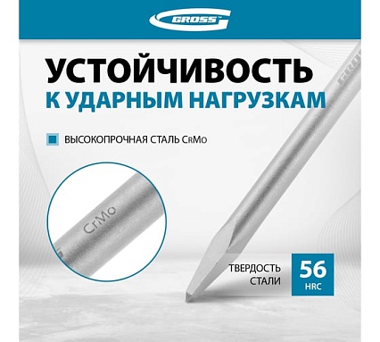 Зубило пикообразное Gross 250мм, CrMo, SDS PLUS 703142