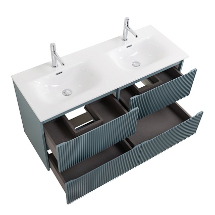 Тумба с раковиной BelBagno Uno 120 см, 4 ящика, Голубой матовый