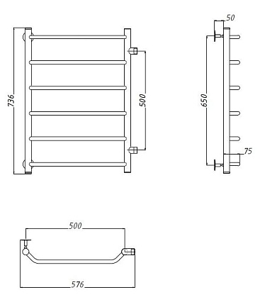 Полотенцесушитель водяной Aquanet Fiona 50x80 см боковое подключение