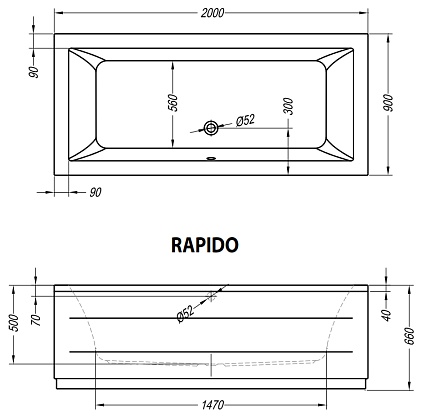 Акриловая ванна Kolpa-San Rapido BASIS 200x90