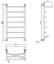 Полотенцесушитель водяной Aquanet Romeo 60x100 см, с верхней полкой