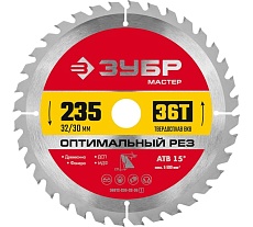 Диск пильный по дереву Зубр Оптимальный рез 235x32/30 мм, 36Т 36912-235-32-36_z01