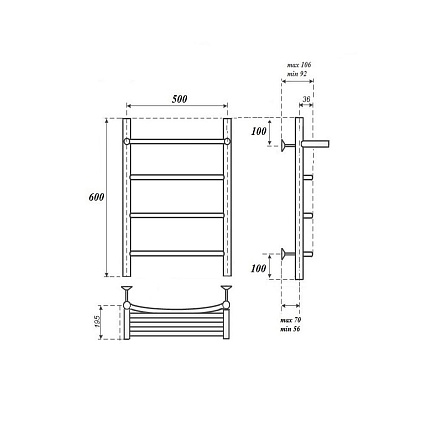 Полотенцесушитель водяной Point PN04156P П3 50x60, с полкой, хром