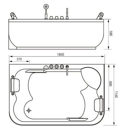 Акриловая ванна Gemy G9085 O R 180x116