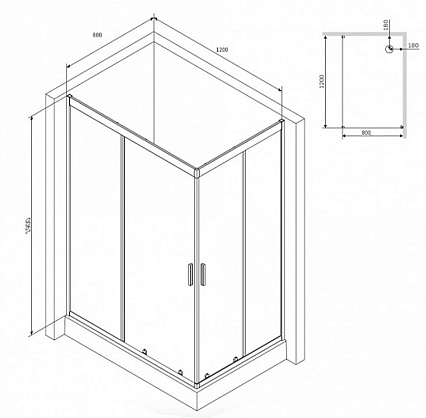 Душевой уголок Am.Pm Gem W90G-404-120280-BT 120x80 прозрачный, черный матовый