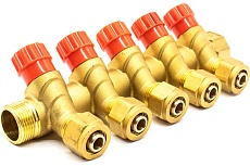 Коллектор Damento Clima c регулирующими вентилями под 45, 3/4*16 цанга на 5 выходов 1/20 996138