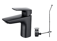 Смеситель для раковины Aquatek Вега AQ1011MB донный клапан, черный матовый