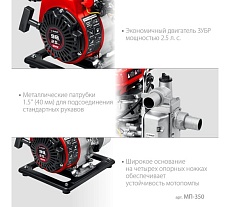 Бензиновая мотопомпа Зубр 350 л/мин МП-350