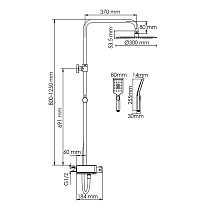 Душевая стойка WasserKRAFT A114.160.130.CB Thermo с термостатом, хром/черный