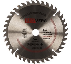 Диск пильный по дереву твердосплавный (190х20/16 мм; 40 зубьев) Redverg 6621221