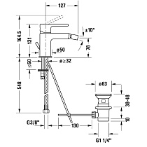 Смеситель для биде Duravit B.2 B22400001010, с донным клапаном