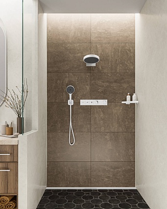 Смеситель для душа Hansgrohe RainSelect 15380700 с термостатом, матовый белый