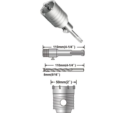 Коронка по бетону (50 мм; SDS-Plus) Ingco HCB0501