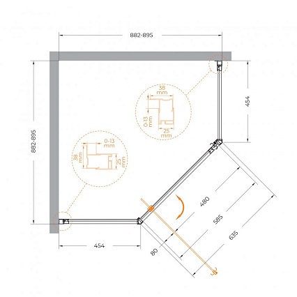 Душевой уголок Cezares Eco ECO-O-P-1-90-P-Cr 90x90 рифленый, хром