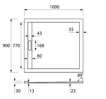 Панель для поддона Cezares TRAY-AS-AH-100/90-100-SCR 100x90