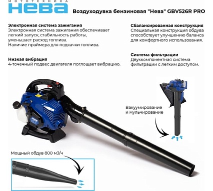 Бензиновая воздуходувка Нева Мототехника GBV526R PRO 4650002230774
