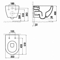 Подвесной унитаз Creavit Free FE322-11SM00E безободковый, черный матовый