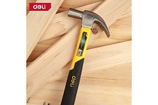 Молоток-гвоздодер Deli DL5027Y 500гр (330мм, фиберглассовая рукоять) 98437