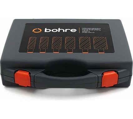 Набор сверл корончатых по металлу HSS Bohre 24,26,28,30,32,34 мм х55, Weldon 19, штифт 6,34х103 КБ003625