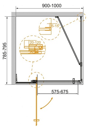 Душевой уголок Cezares SLIDER-AH-1-80-90/100-C-NERO 80x90/100 прозрачный, черный