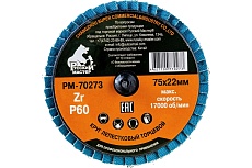 Круг лепестковый торцевой по металлу (75х22 мм; Р60; крепление Roloc) Русский Мастер РМ-70273