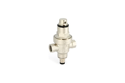 Редуктор давления Uni-Fitt мембранный 1/2" В. 1-6 бар PN25 под радиальный манометр 1/4", никелированный 206N2140