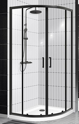 Душевой уголок BelBagno UNO-195-R-2-90-C-NERO 90x90 прозрачный, черный