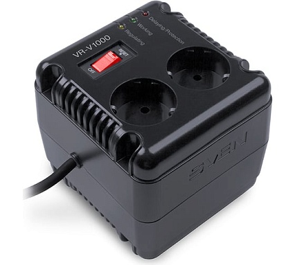 Стабилизатор SVEN VR-V1000 (500Вт,Входное 184-285В, 2×CEE7/4+1×ІЕС320 розеток) SV-015572