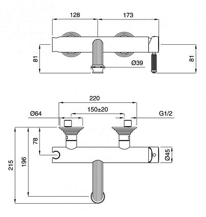 Смеситель для ванны Bugnatese Olimp OLIMP-VM-02-L бронза