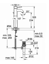 Смеситель для раковины Grohe BauClassic, XL-Size, хром 32868000