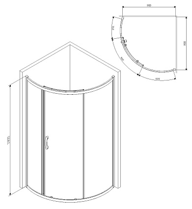 Душевой уголок Am.Pm Like 90x90 тонированный, хром