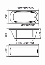 Акриловая ванна 1MarKa Classic 150x70 А