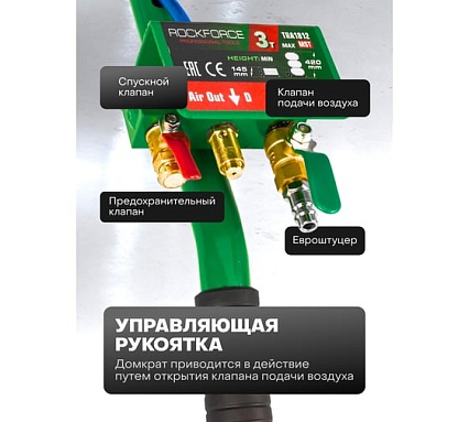Домкрат подкатной пневматический Rockforce 3т RF-TRA1812 MST(60089)