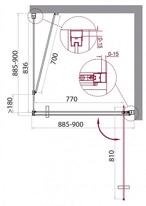 Душевой уголок BelBagno Marmi 90x90 прозрачный, хром