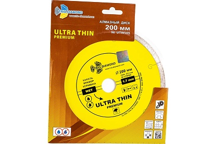 Диск алмазный отрезной Сплошной Ультратонкий Ultra Thin hot press (200х25.4 мм) TRIO-DIAMOND UTW505