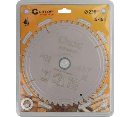 Диск пильный с тефлоновым покрытием по дереву Profi plus 230x1.6/2.4x32/30/25.4/20 мм, 48Т CUTOP 75-23048Т